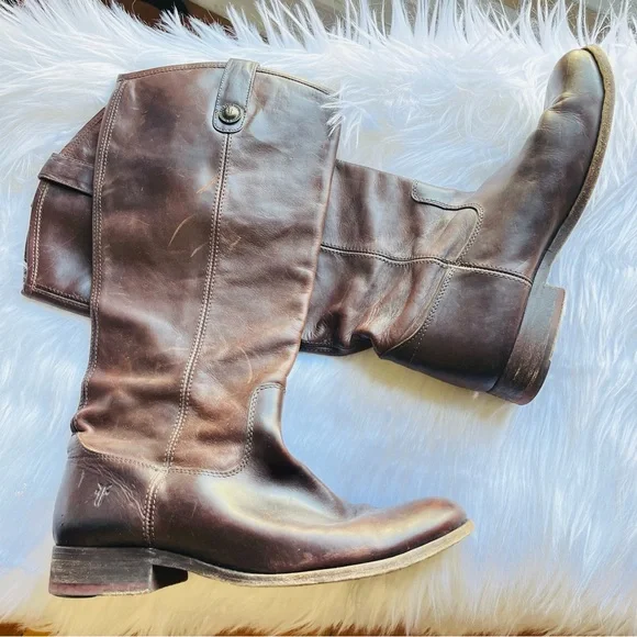 Frye boots - size 7.5 dark brown all leather pull on boots - Picture 1 of 9